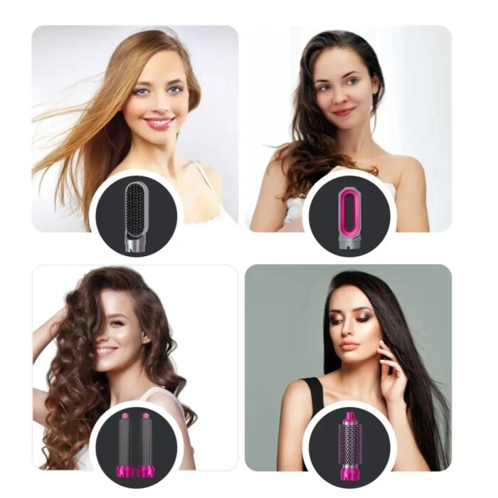 5 in 1 Hair Dryer Brush – Hot Air Styler & Volumizer with Detachable Heads