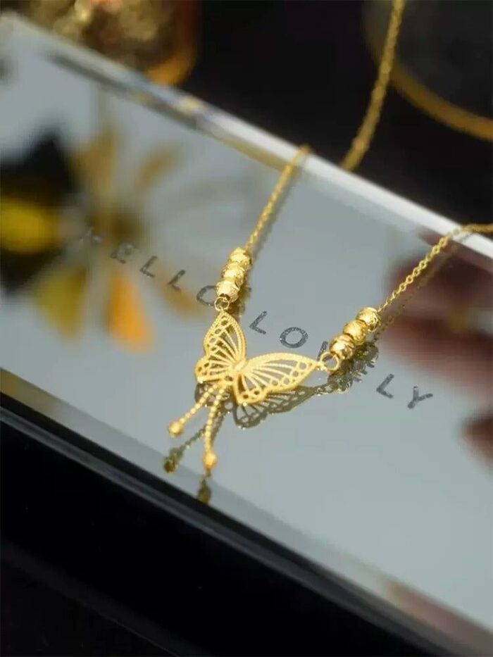 Gold Plated Butterfly Necklace for Women | Elegant Dainty Jewelry Gift |